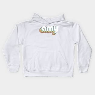 Amy - Retro Rainbow Typography Faded Style Kids Hoodie